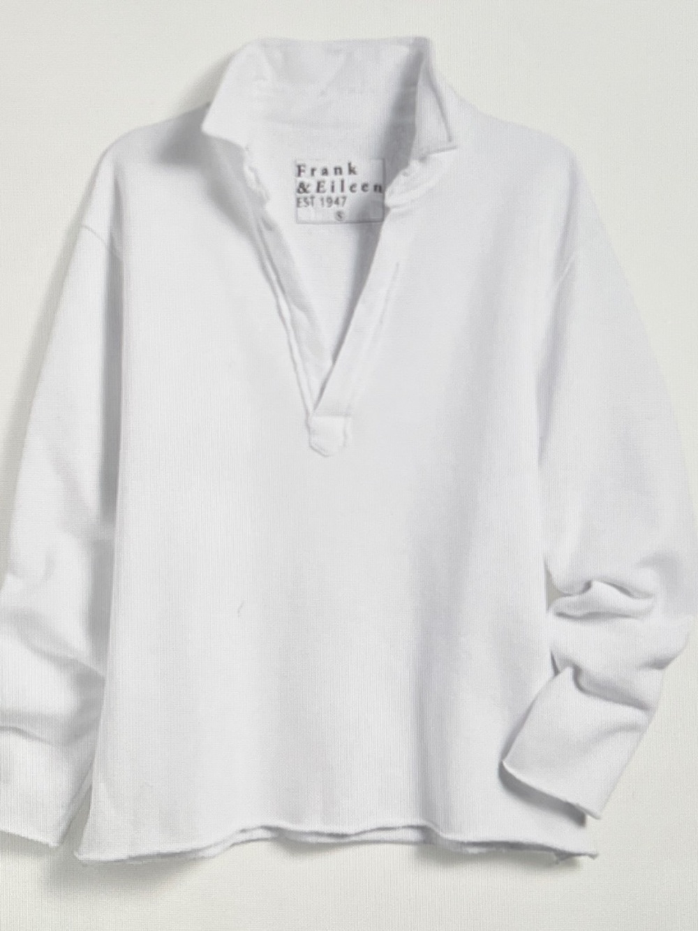 FRANK & EILEEN Patrick Triple Fleece Popover Henley Sweatshirt White Size M
